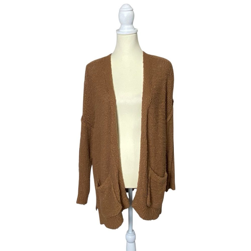 Aerie Brown Open Front Chunky Knit Oversized Cardiagn Sweater Women's Size XS